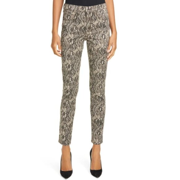 VERONICA BEARD 'Kate' Snake-Print High-Rise Skinny Jeans, Nude - Picture 1 of 3